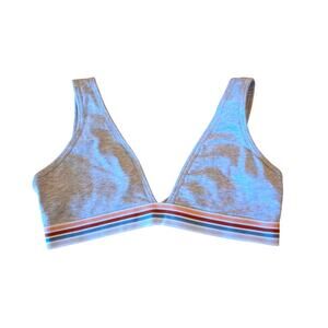 Colsie Triangle Bralette Size Medium Gray with Rainbow Band Wireless Lounge Bra